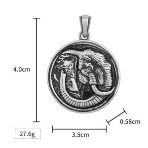 Men's Unique Titanium Steel Pendant Retro Animal Shape Necklace Jewelry Stainless Steel Round Elephant Pendant Wholesale