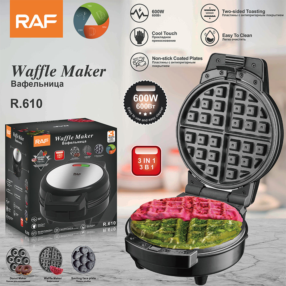 RAF European and American Household Breakfast Machine Waffle Maker Fully Automatic Mini Double-Sided Heating Electric Griddle Light Food Machine - 图片 10
