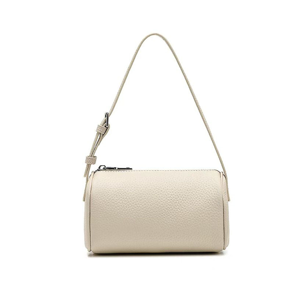 Genuine Leather Women's Bag Round Handbag Top Layer Cowhide Simple Versatile Underarm Shoulder Bag Pillow Crossbody Small Bag - 图片 6