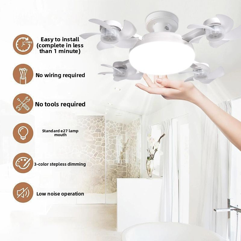 Nordic Screw Ceiling Fan Light, Ceiling Fan Light for Dining Room and Living Room, High Wind Power, Silent, Integrated Modern Home Use E27Fan Light - 图片 8
