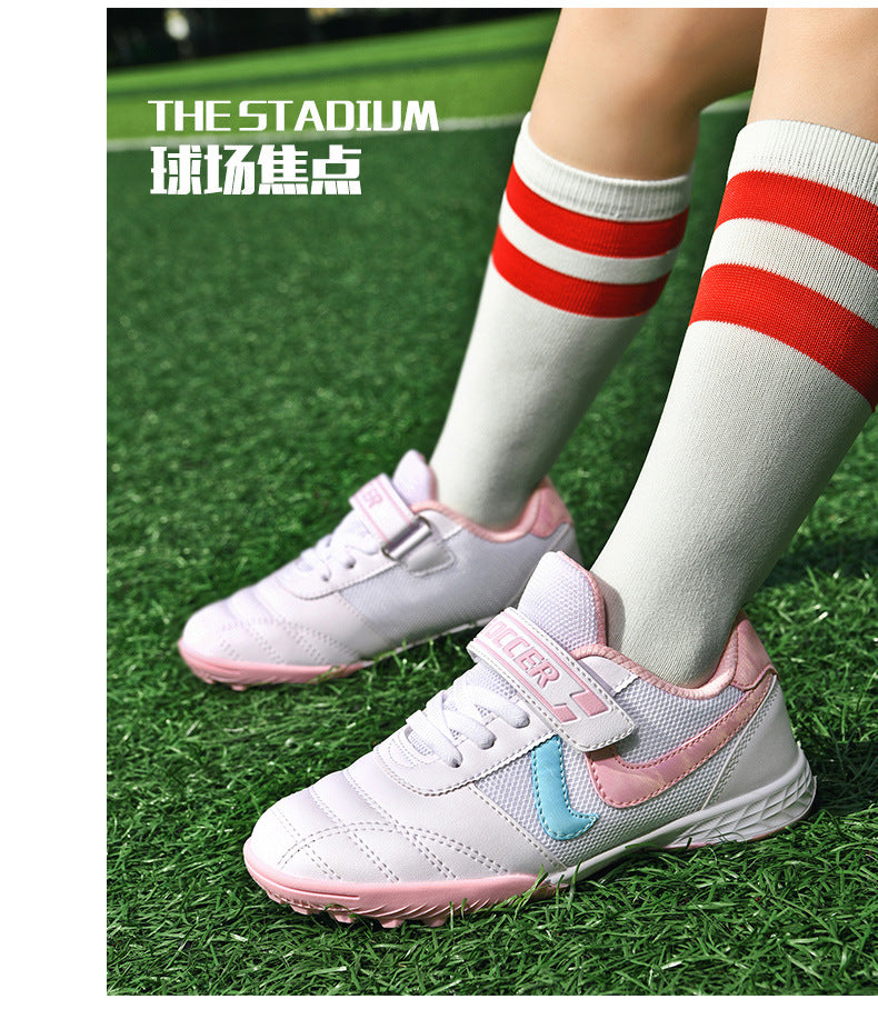 New football shoes for men and women with Velcro for children TF Broken Nail Style Youth Student Grassland Flat Training Shoes - 图片 26