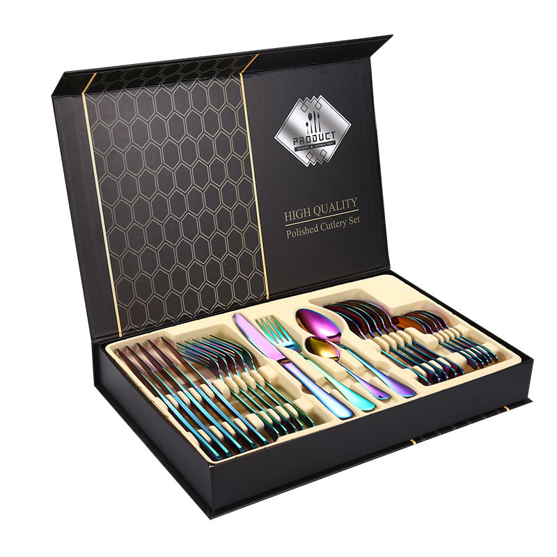 1010Stainless Steel Tableware Hotel Restaurant Knife Fork Spoon Set Western Steak Knife Fork24Set - 图片 9