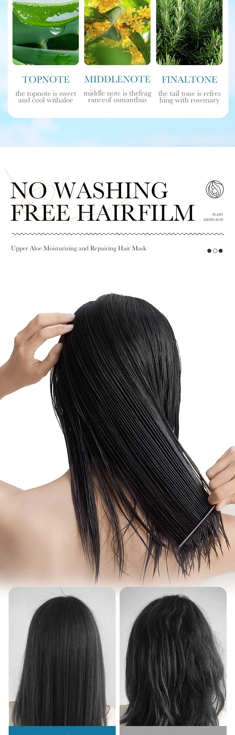 Aloe Vera Hair Mask500gSADOER Moisturizing, smooth and silky hair conditioner cross-border wholesale - 图片 12