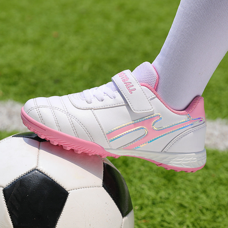 New football shoes for men and women with Velcro for children TF Broken Nail Style Youth Student Grassland Flat Training Shoes