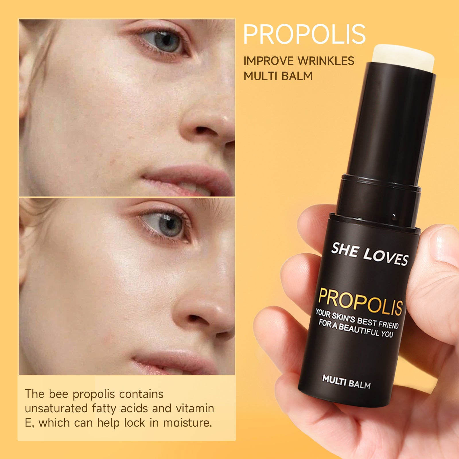SHELOVES Propolis Anti-Wrinkle Essence Stick, Wrinkle-Reducing Stick, Neck Wrinkle, Eye Area Wrinkle Smoothing, Moisturizing, Skin Rejuvenation, Hydrating Stick - 图片 16