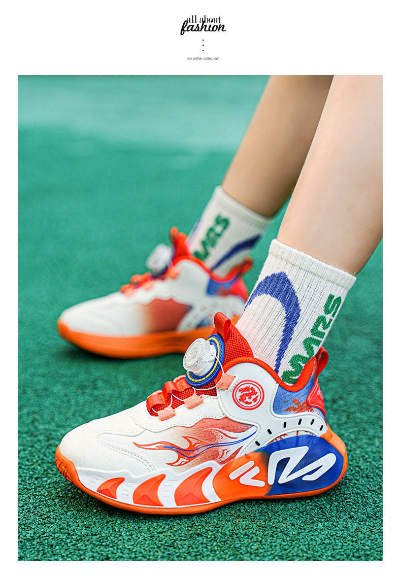 Chinese Style Girls' Shoes2025Autumn New Mesh Breathable Running Sports Shoes Children's Anti-Slip Wear-Resistant Basketball Shoes - 图片 26