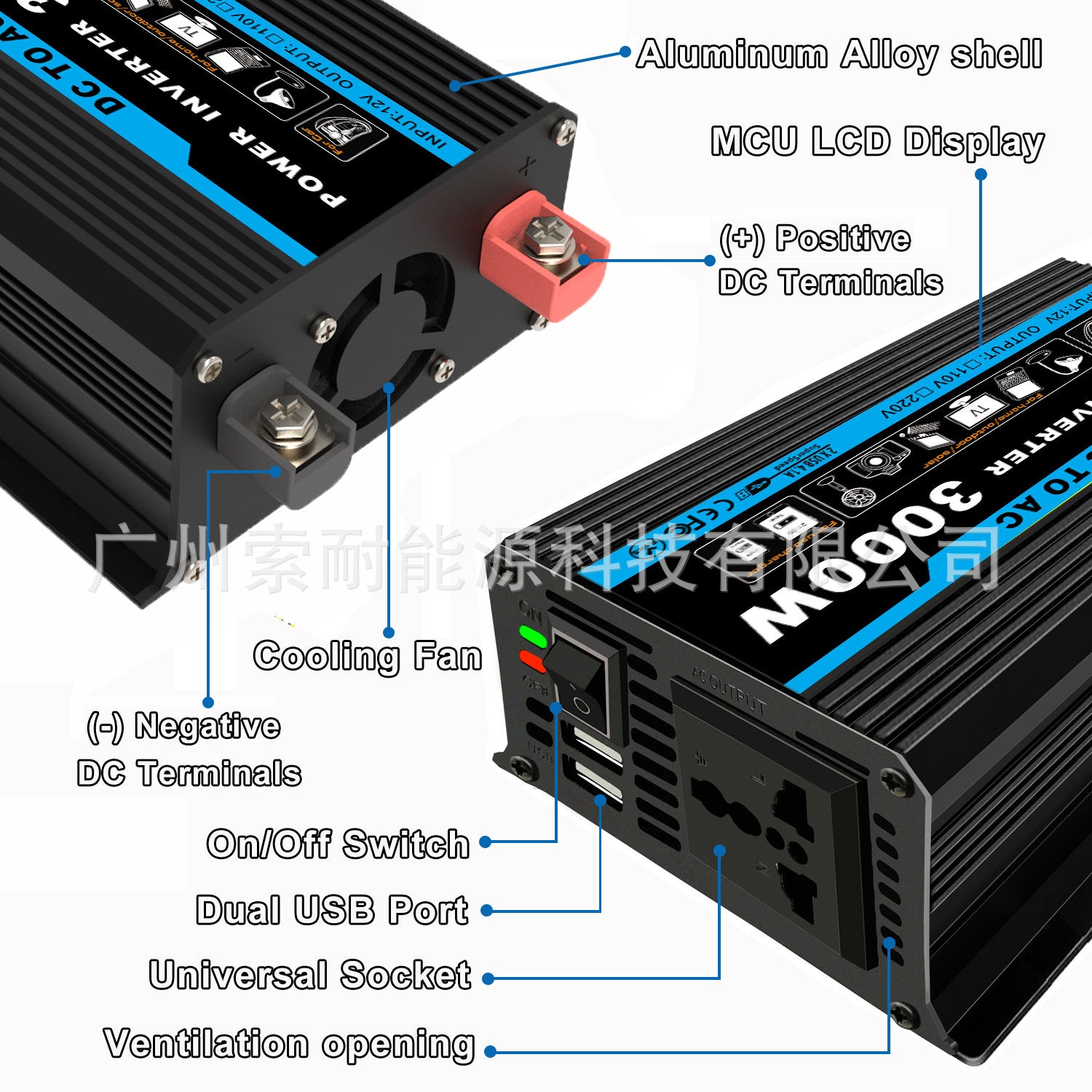 Tang Dynasty Solar Energy Kit System:DC12V 300W Inverter+30A Controller+18W Solar Panel - 图片 20