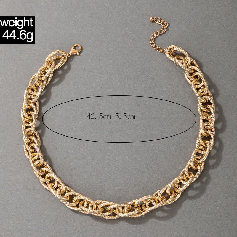 European and American Ornament Fashion Hip-Hop Short Thick Chain Geometric Necklace Metal Exaggerated Necklace - 图片 17