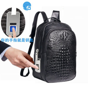 Fingerprint Unlock Men's Bag Genuine Leather Backpack Crocodile Top Layer Cowhide Business Travel Laptop Business Trip