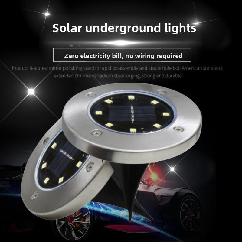 Outdoor Waterproof Solar8LED Underground Light Stainless Steel Lawn Light Garden Light Garden Villa Landscape Light - 图片 7