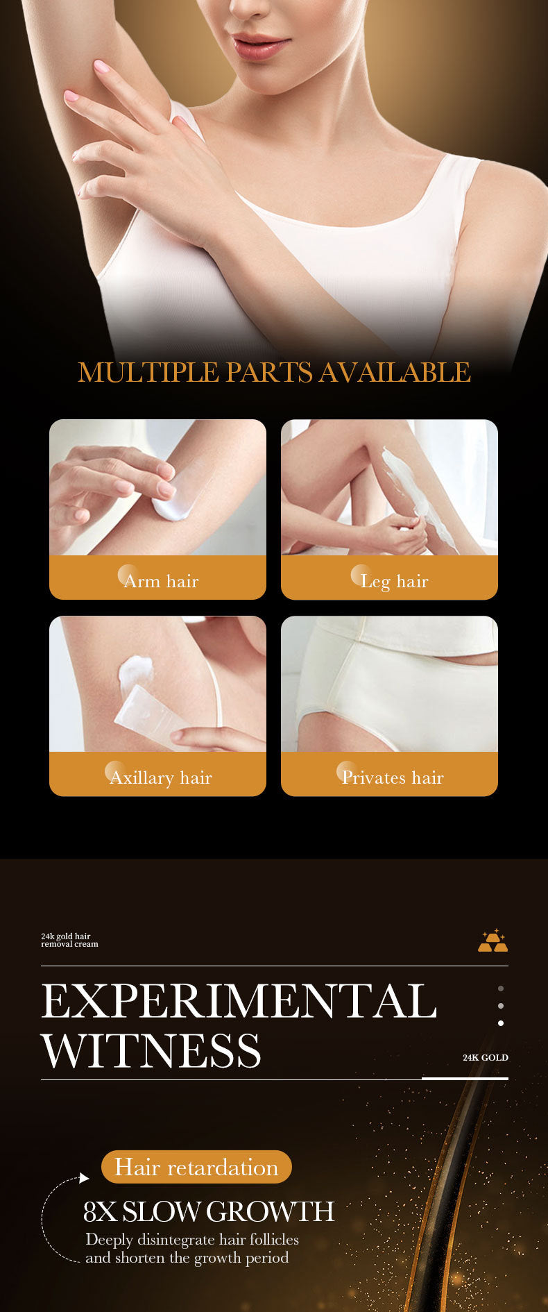 24K Gold Hair Removal Cream ZOZU Non-irritating Hair Removal Cream Wholesale for Cross-Border Trade - 图片 9
