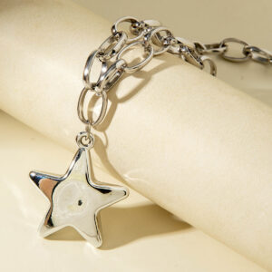 European and American Style Jewelry Five-Pointed Star ccb Exaggerated Pendant Necklace Fashionable and Unique Sweet Cool Style Necklace Wholesale