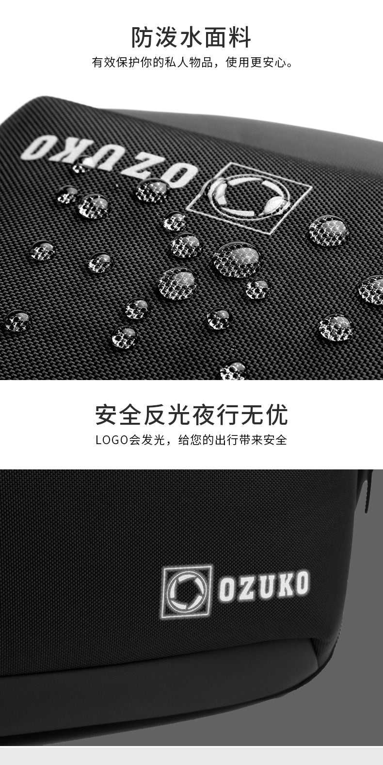 OZUKO Business Backpack Double Shoulder Laptop Bag for Men Lightweight Handheld College Student Commuting Waterproof Notebook Backpack - 图片 15