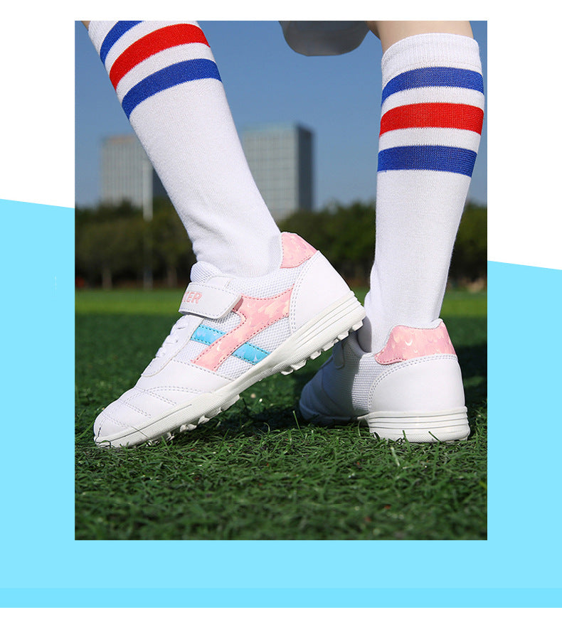 New football shoes for men and women with Velcro for children TF Broken Nail Style Youth Student Grassland Flat Training Shoes - 图片 53