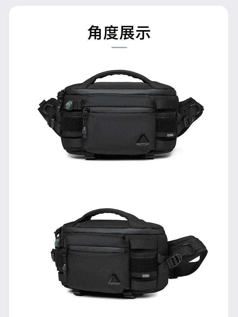 OZUKO Men's Waist Bag Waterproof High-End Crossbody Bag Chest Bag Tactical Trendy Portable Functional Travel Bag - 图片 24