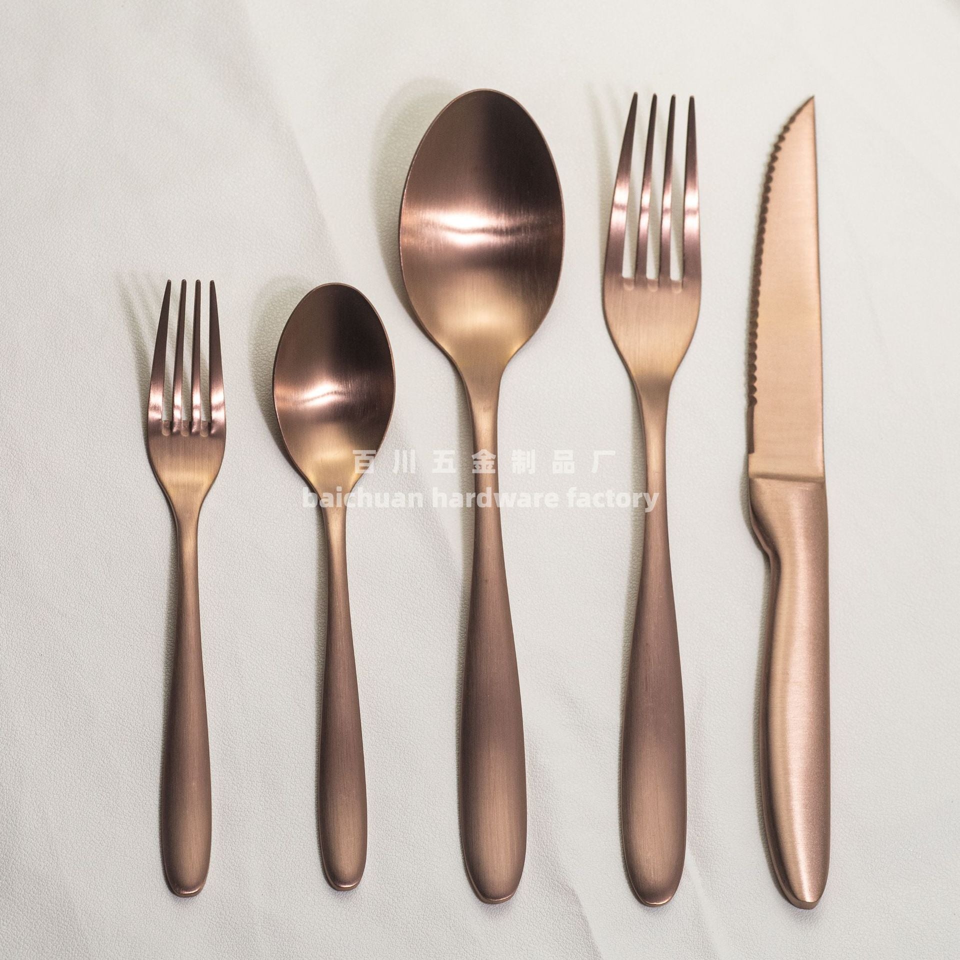 304Stainless Steel Knife Fork Spoon Set Western Tableware Hotel Heavy Sanding Wholesale Steak Knife Tea Spoon Classic Style - 图片 5