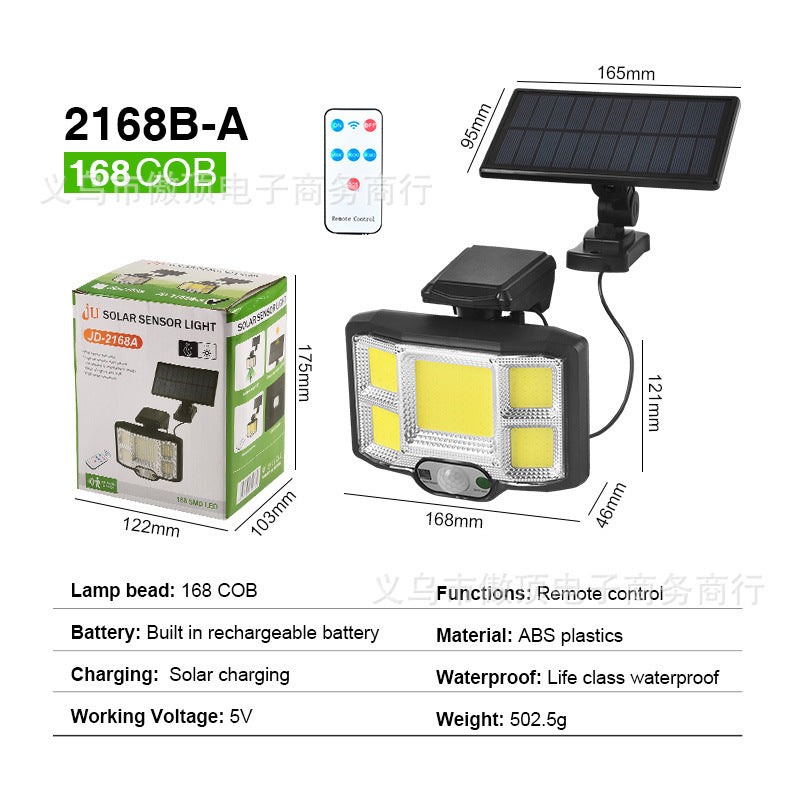 Outdoor Solar Street Light Waterproof Split Wall Light Garden Courtyard Light Human Body Sensor Light Rotatable Three-Head Light - 图片 29