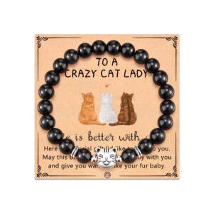 New Couple Bracelet for Women Obsidian Jewelry Versatile High-end Natural Stone Accessories Men's Cat Head Bracelet
