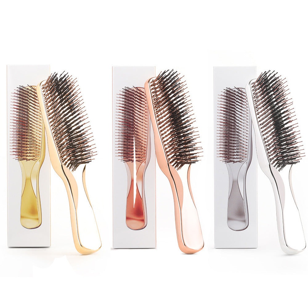 Electroplated Fine Needle Comb Head Meridian Massage Comb Scalp Cleaning Care Comb Dry and Wet Dual-use Portable Hairdressing Comb - 图片 10