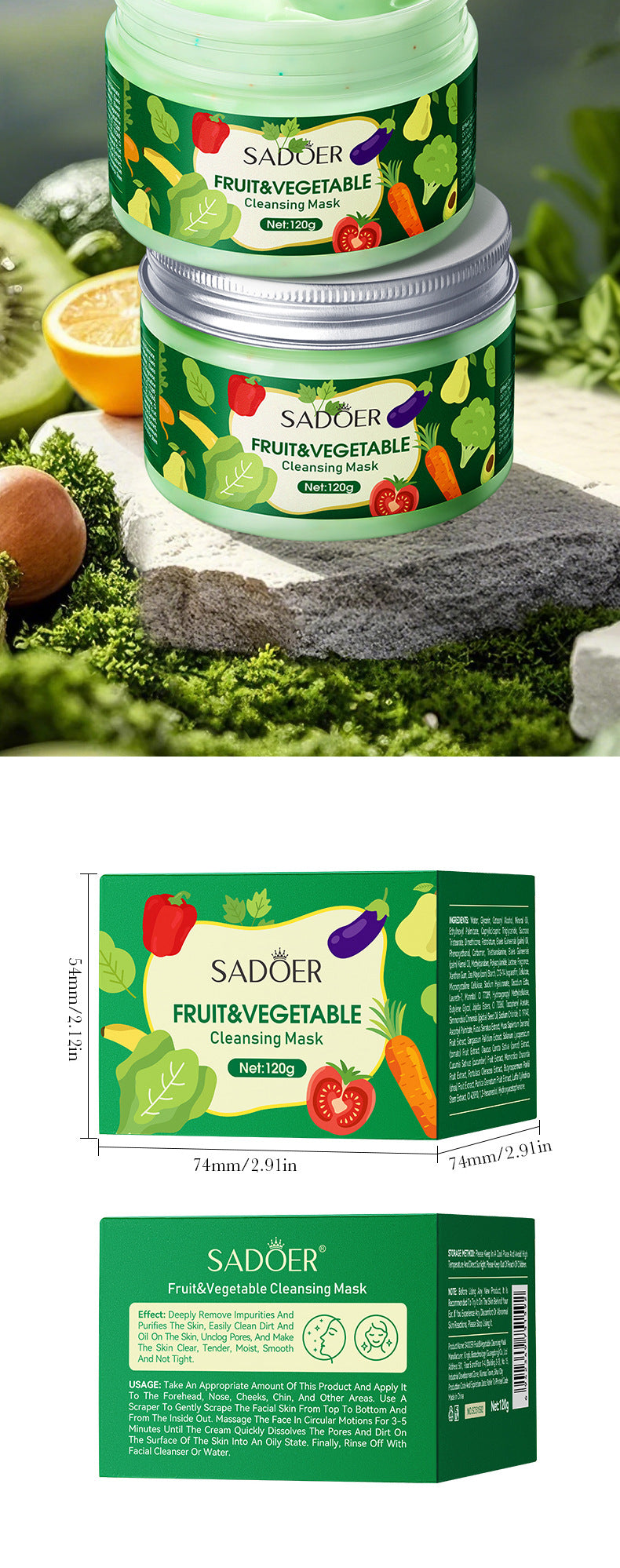 Fruit and Vegetable Cleansing Mask SADOER Deep Cleansing Facial Mud Mask Wholesale - 图片 16