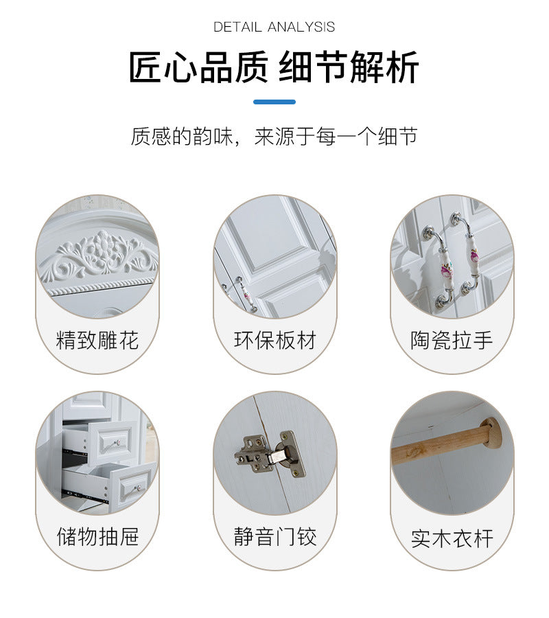 Economical Cabinet Three or Four Doors Bedroom Wardrobe Storage Panel Multi-Functional Assembly European Style Multi-Functional Storage Closet - 图片 13