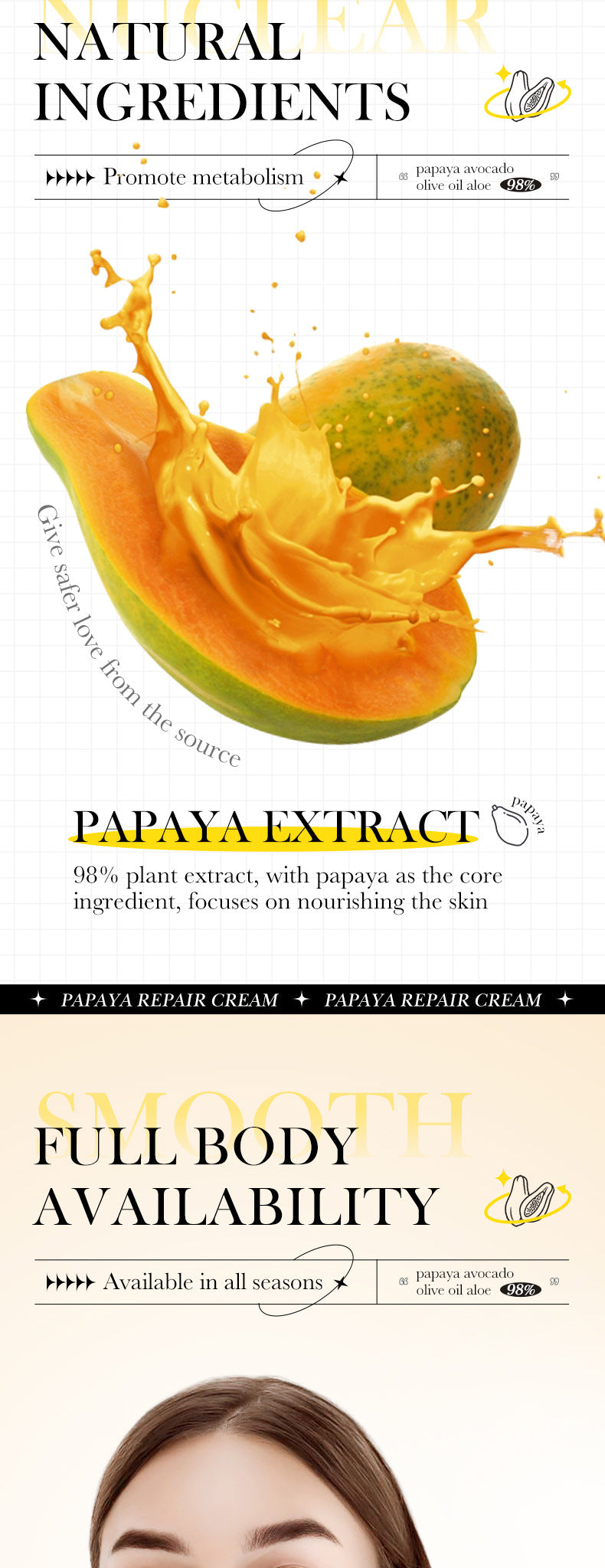Papaya Skin Rejuvenation Cream30g SADOER Anti-chapped Body and Face Cream Wholesale for Cross-border Trade - 图片 9
