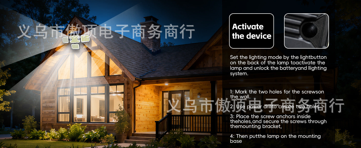 Solar Wall Light Four-Head Upgraded Dual-Sensor Rotating Outdoor Street Light Human-Sensor Garden Light - 图片 9