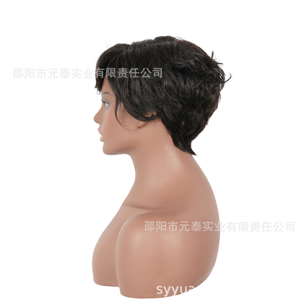 Full Real Human Hair Wig Short Curly Hair European American African Medium Short wigs Hand Crochet - 图片 4