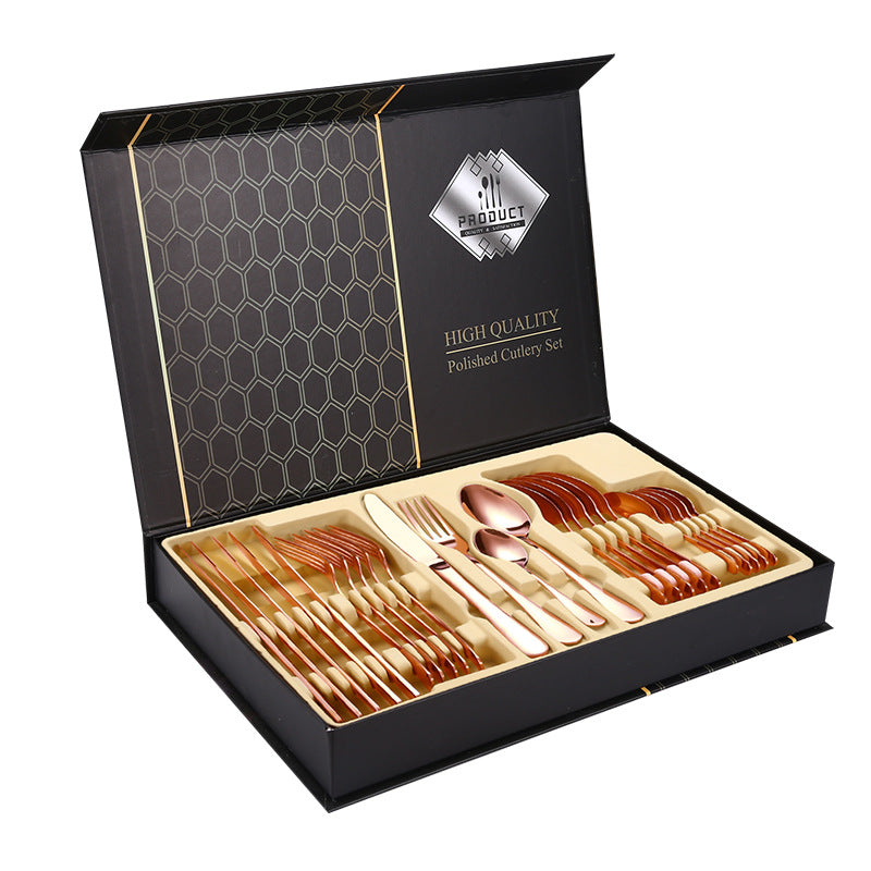 1010Stainless Steel Tableware Hotel Restaurant Knife Fork Spoon Set Western Steak Knife Fork24Set - 图片 8