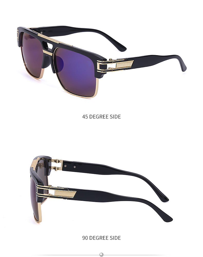 Glasses for Men Driving Special European and American Large Frame Sunglasses Men's High-end Sense Retro Trend Sunscreen Sunshade Full Frame Sunglasses - 图片 38