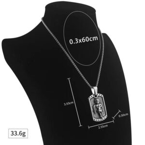 New Stainless Steel Square Angel Pendant Necklace for Men, Vintage Style, Titanium Steel Pendant, Factory Wholesale