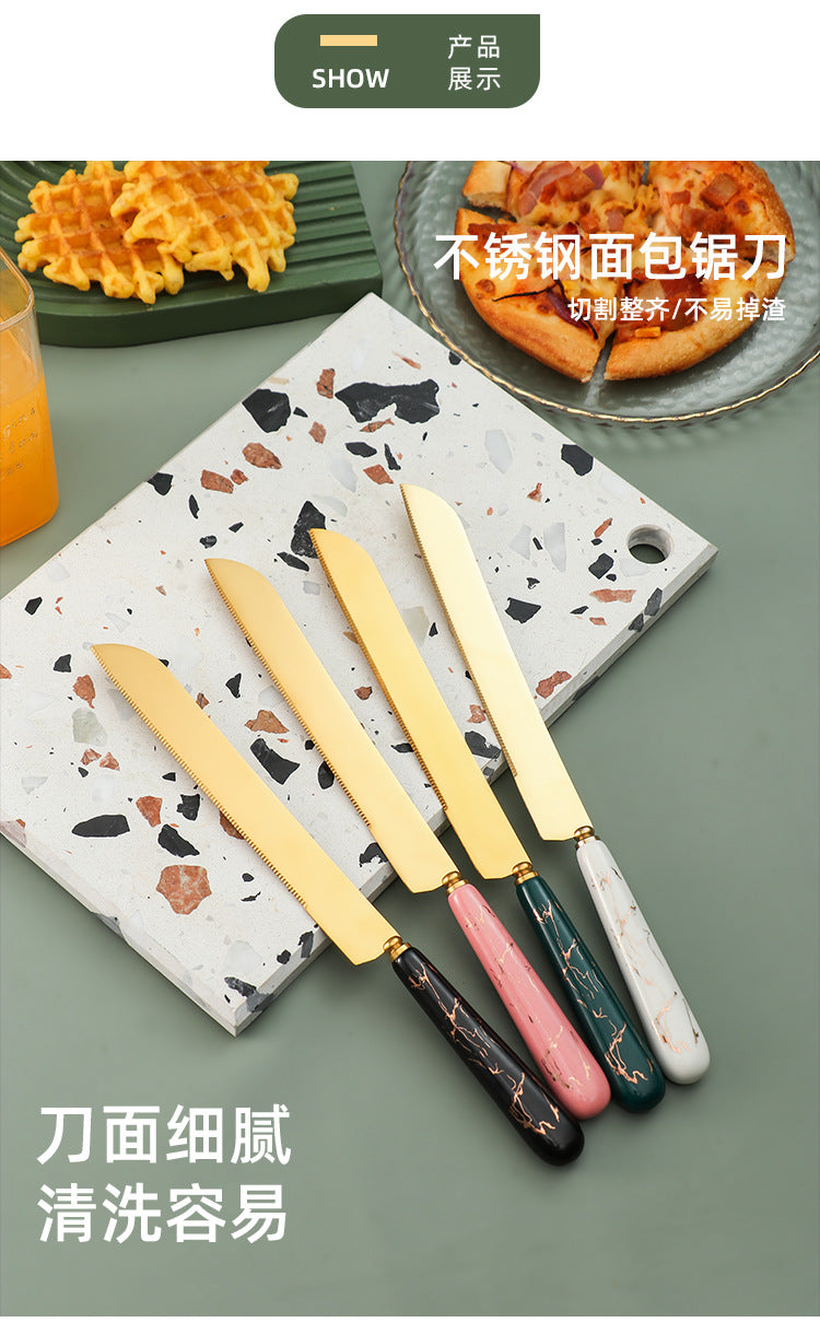 Ceramic Handle Stainless Steel Knife and Spatula Gift Set Creative Baking Tools Cheese Knife Butter Knife Cake Spatula Pizza Spatula - 图片 27