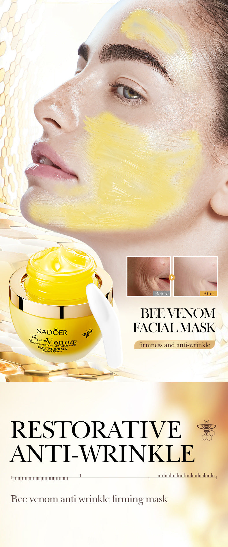 Bee Venom Firming Mask SADOER Anti-wrinkle moisturizing cream cross-border foreign trade wholesale - 图片 7