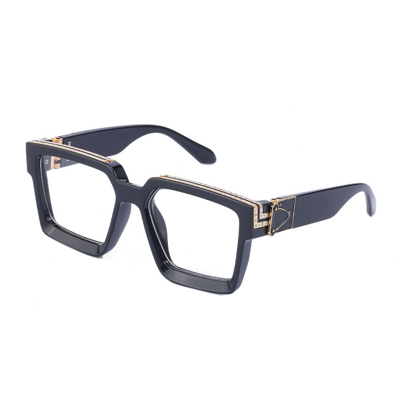 Diamond-Studded Large Square Frame Sunglasses for Women, European and American Style, 0k Influencer Same Style Sunglasses for Men, Trendy and High-End Feel shades - 图片 8