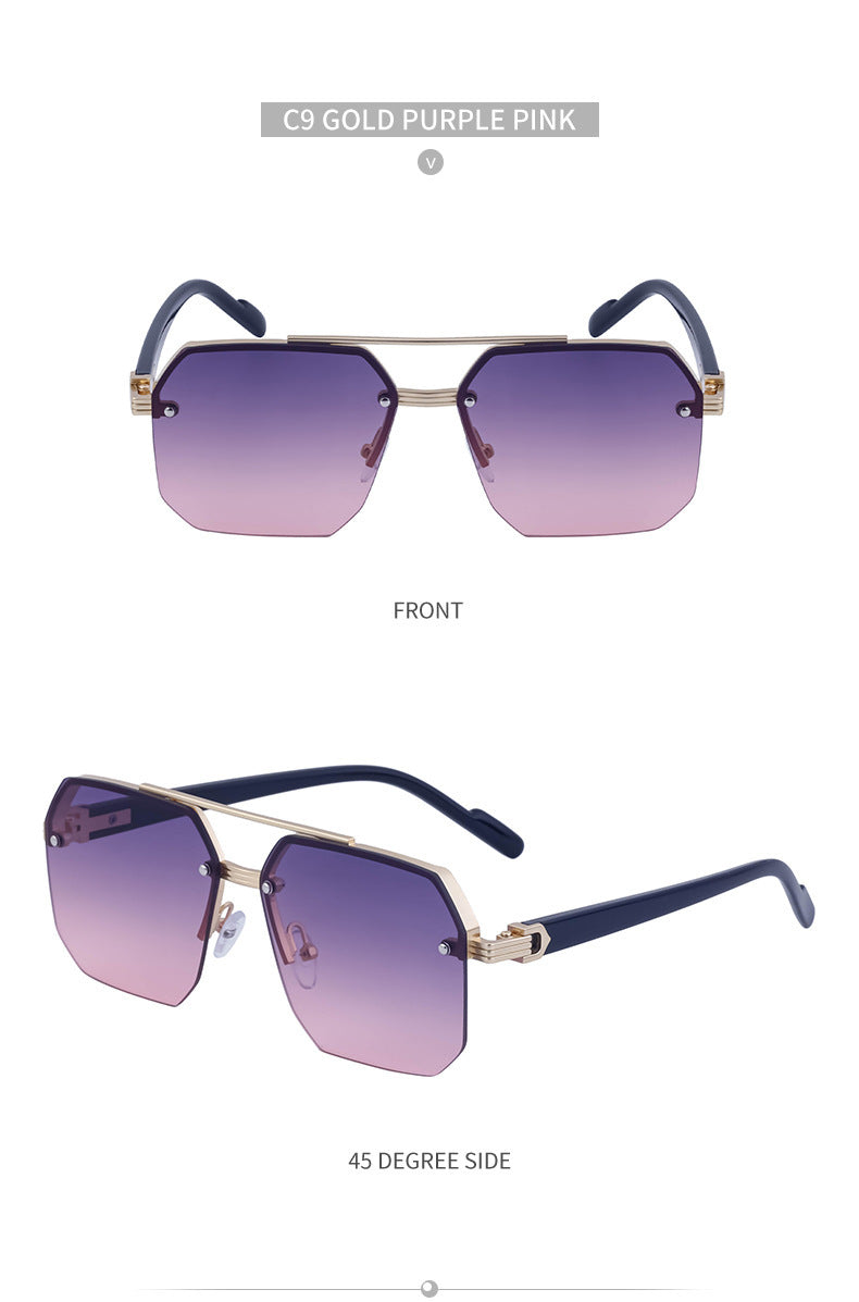 2025New style sunglasses with a high-end feel, European and American half-frame glasses, fashionable sunglasses for women with UV protection sunglasses - 图片 21