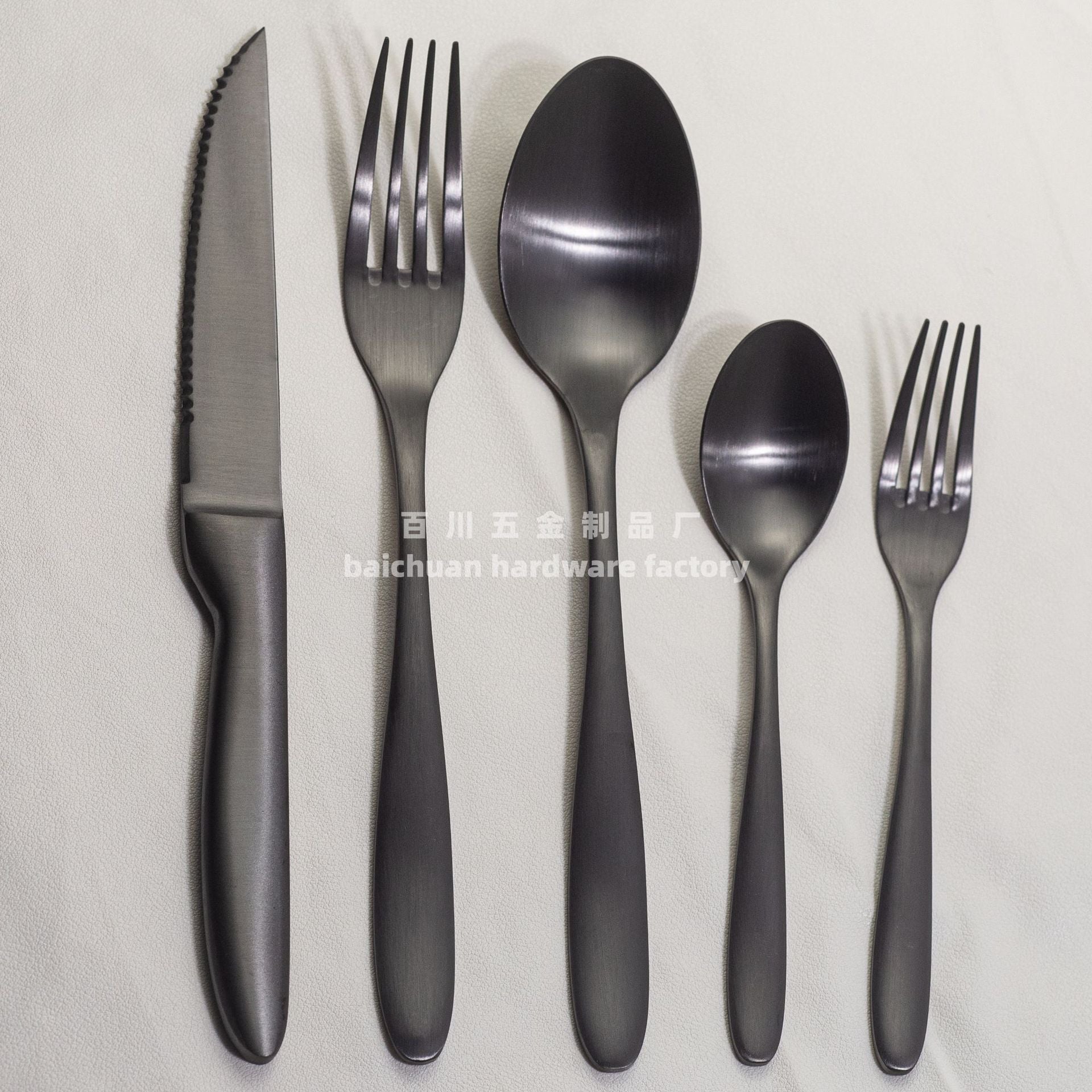 304Stainless Steel Knife Fork Spoon Set Western Tableware Hotel Heavy Sanding Wholesale Steak Knife Tea Spoon Classic Style - 图片 3