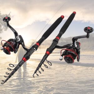 A Fishing Rod Ultra Short Retractable Portable Lure Rod Straight Handle Fishing Rod Spinning Wheel Fishing Gear Set