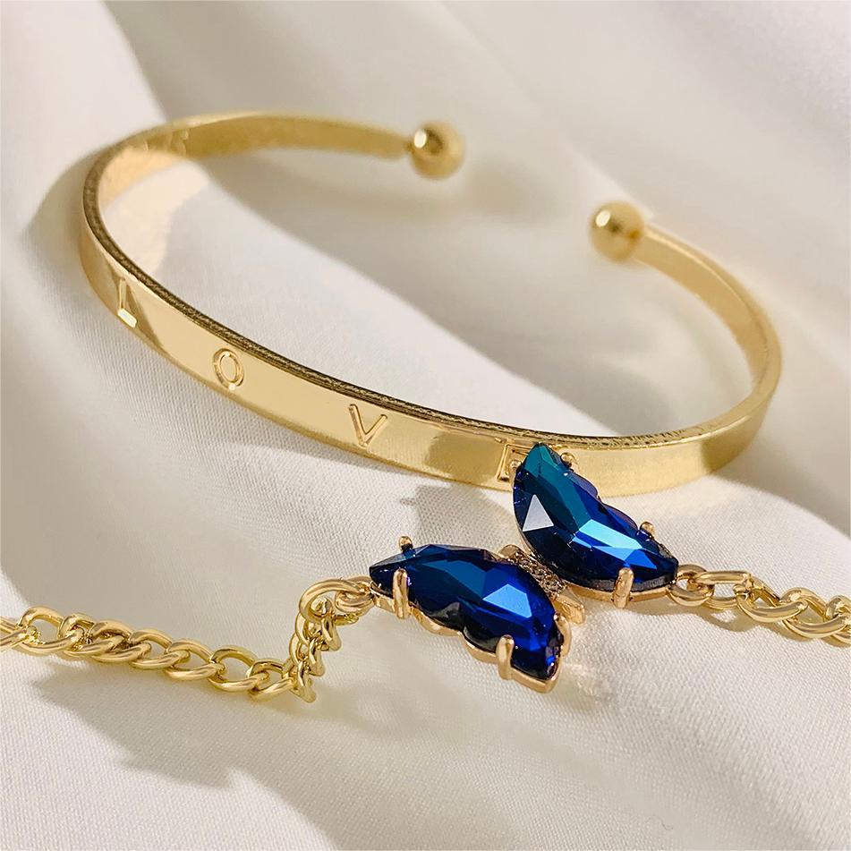 European and American Jewelry High-End Imitation Crystal Butterfly Bracelet Set Fashion Inlaid Diamond Heart Bracelet Wholesale - 图片 18