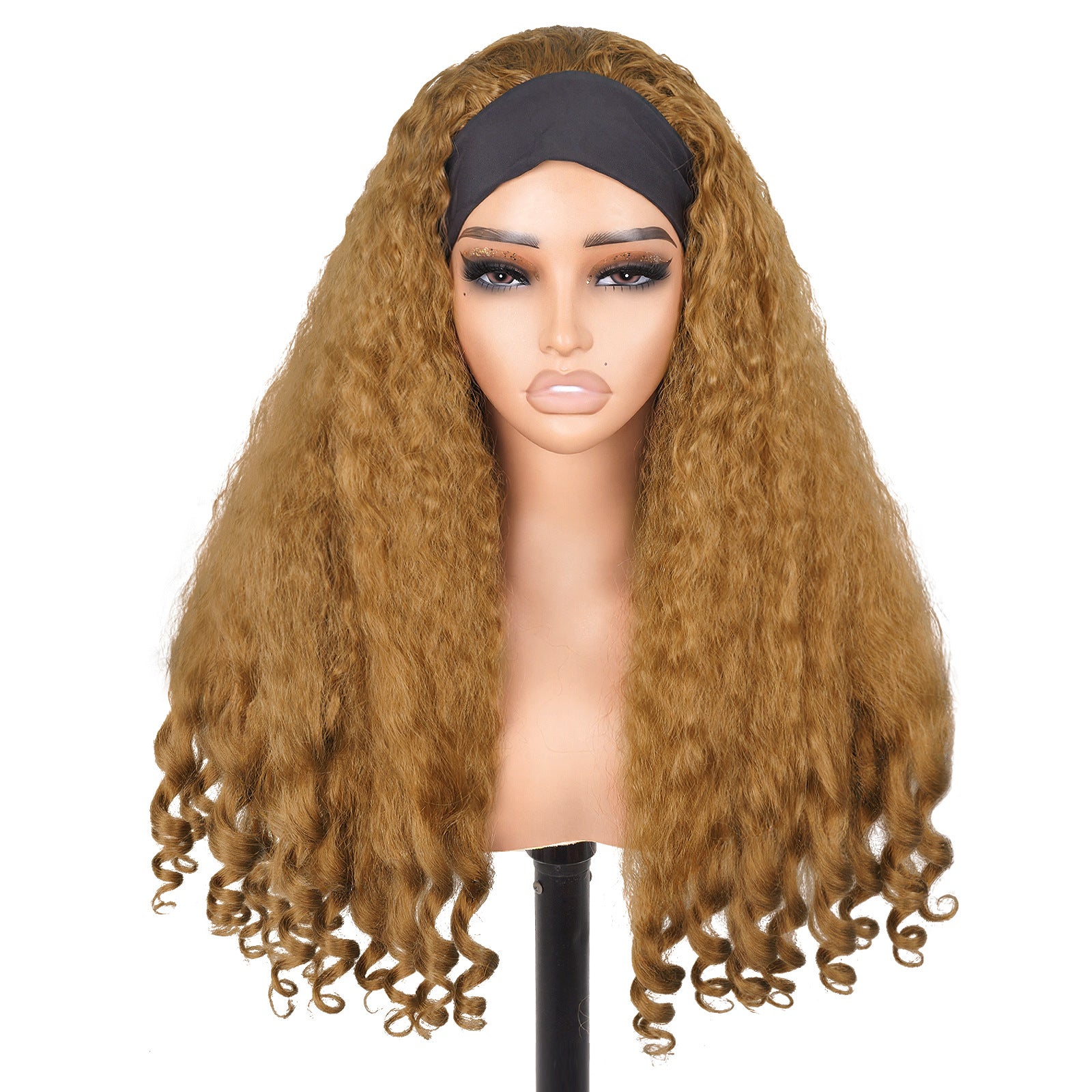 YAKI Straight Hair with Curly Ends Synthetic Wig V High-Temperature Fiber Wig with Hollow Top - 图片 18