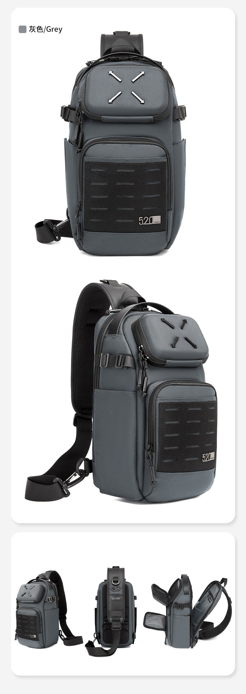 ozuko Men's Chest Bag Crossbody Bag High-end Waterproof Large Capacity Trendy Men's Shoulder Bag Commuting Portable Bag - 图片 26