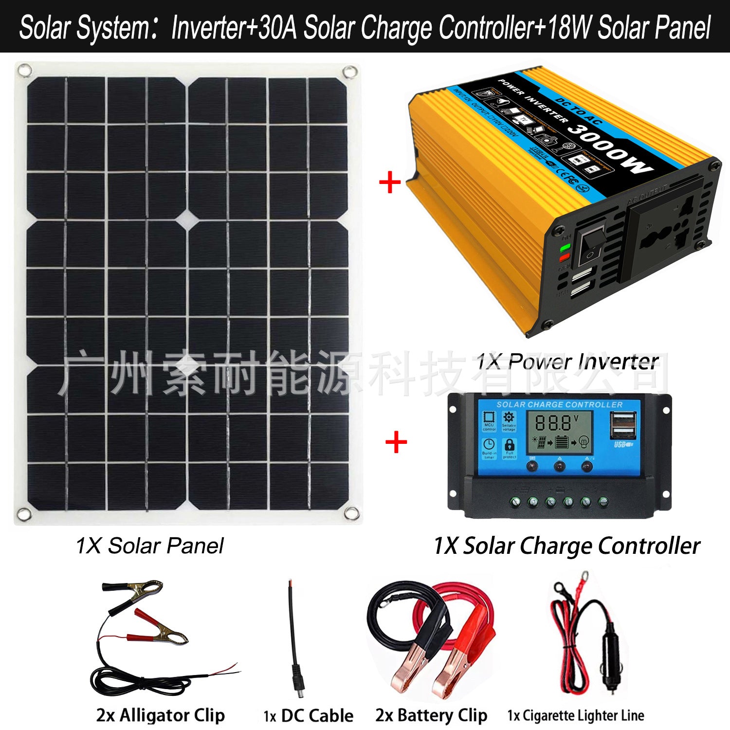 Tang Dynasty Solar Energy Kit System:DC12V 300W Inverter+30A Controller+18W Solar Panel - 图片 25