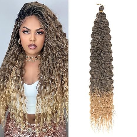 European and American Style Synthetic Hair Domestic Wig Crochet Hair Extensions Curly Hair Piece Deep Wave Bulk hair 30in120g - 图片 31
