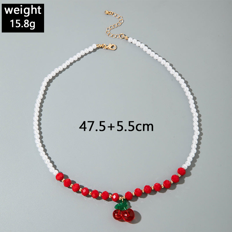 European and American Style Jewelry Light Luxury Imitation Pearl Cherry Necklace High-End Versatile Grass Multi-Layer Stacking Necklace Wholesale - 图片 58