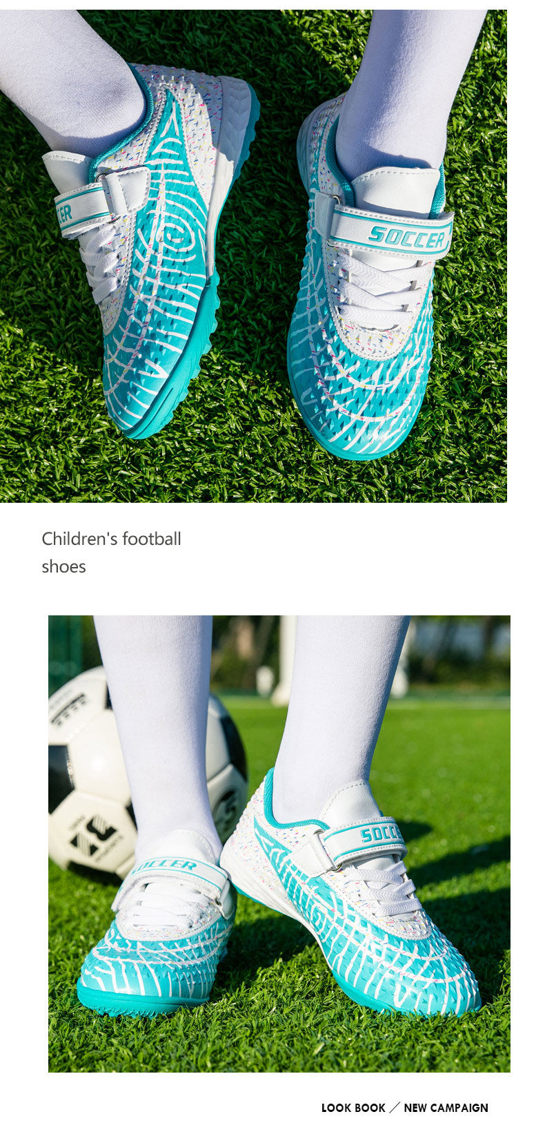 New football shoes for men and women with Velcro for children TF Broken Nail Style Youth Student Grassland Flat Training Shoes - 图片 26