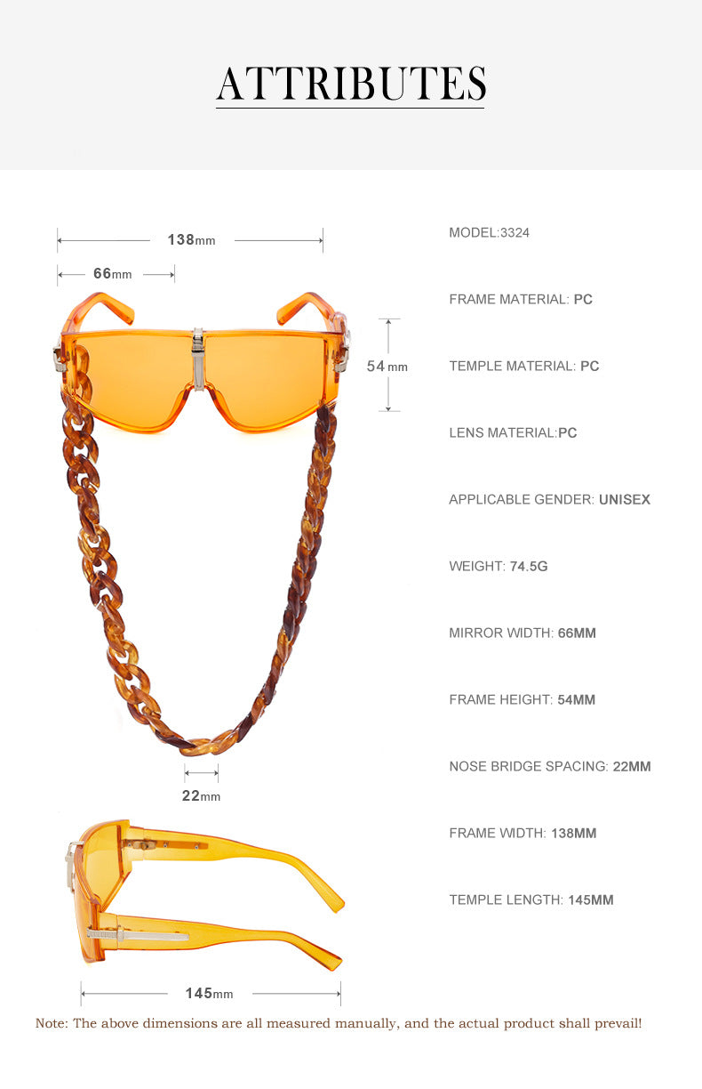 Sunglasses for Women Korean Style Chain Sunglasses Trendy sunglasses European and American Fashion Outdoor Street Style Glasses shade - 图片 20