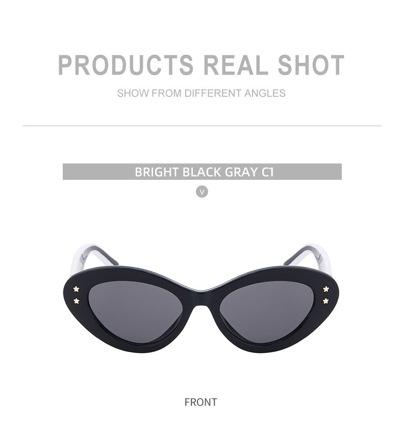 New Wide Mirror Leg Cat Eye Sunglasses for Women, European and American Fashion, High-End Feel Sunglasses sunglasses - 图片 28
