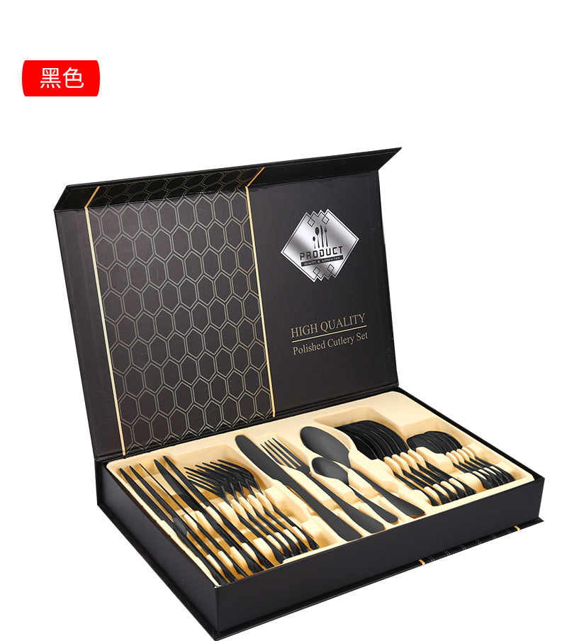 1010Stainless Steel Tableware Hotel Restaurant Knife Fork Spoon Set Western Steak Knife Fork24Set - 图片 22