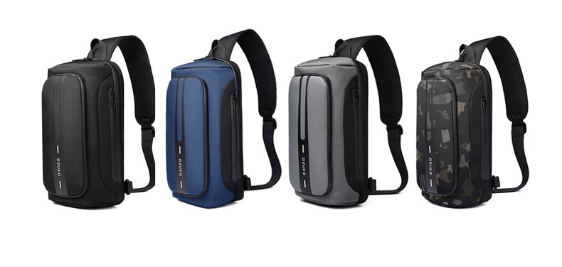 OZUKO Men's Functional Chest Bag Waterproof Crossbody Bag Multifunctional Shoulder Bag Outdoor Sports Large Capacity Trendy Bag - 图片 24