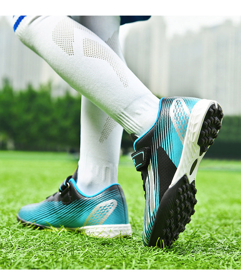 New football shoes for men and women with Velcro for children TF Broken Nail Style Youth Student Grassland Flat Training Shoes - 图片 22