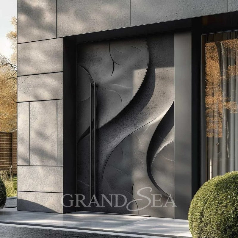 American Style Contemporary Solid Wood Entry Main Entrance Doors Front Doors for Houses Modern Exterior Main Pivot Door - 图片 3